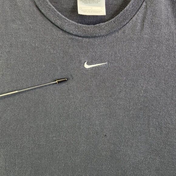 Nike Shirt Mens L Black Vintage Y2K Silver Tag Center Swoosh Crewneck Tee Vtg - Picture 4 of 13